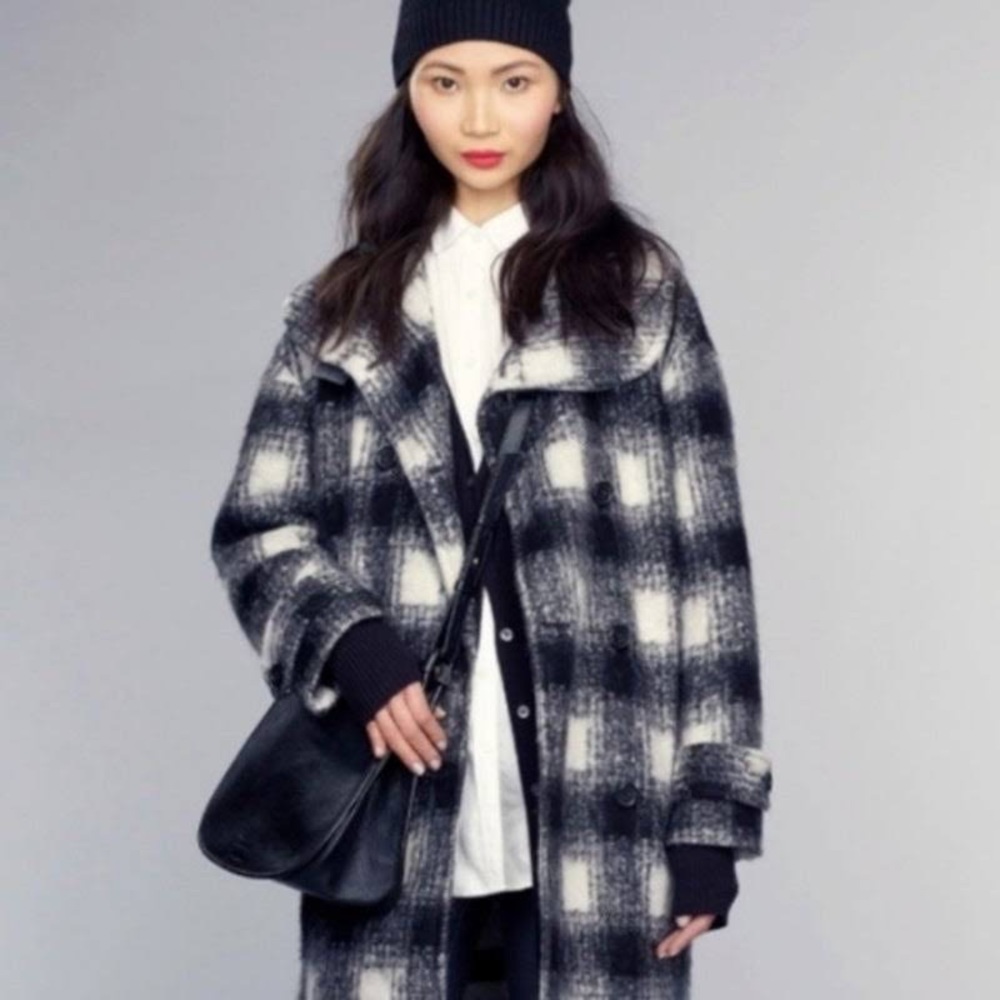Banana Republic Plaid Wool Double Breasted Long Jacket - Picture 6 of 6